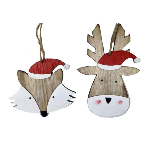 Wood Deer or Fox Head Ornament