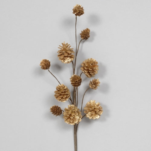 Metallic Gold Mixed Pine Cone Spray