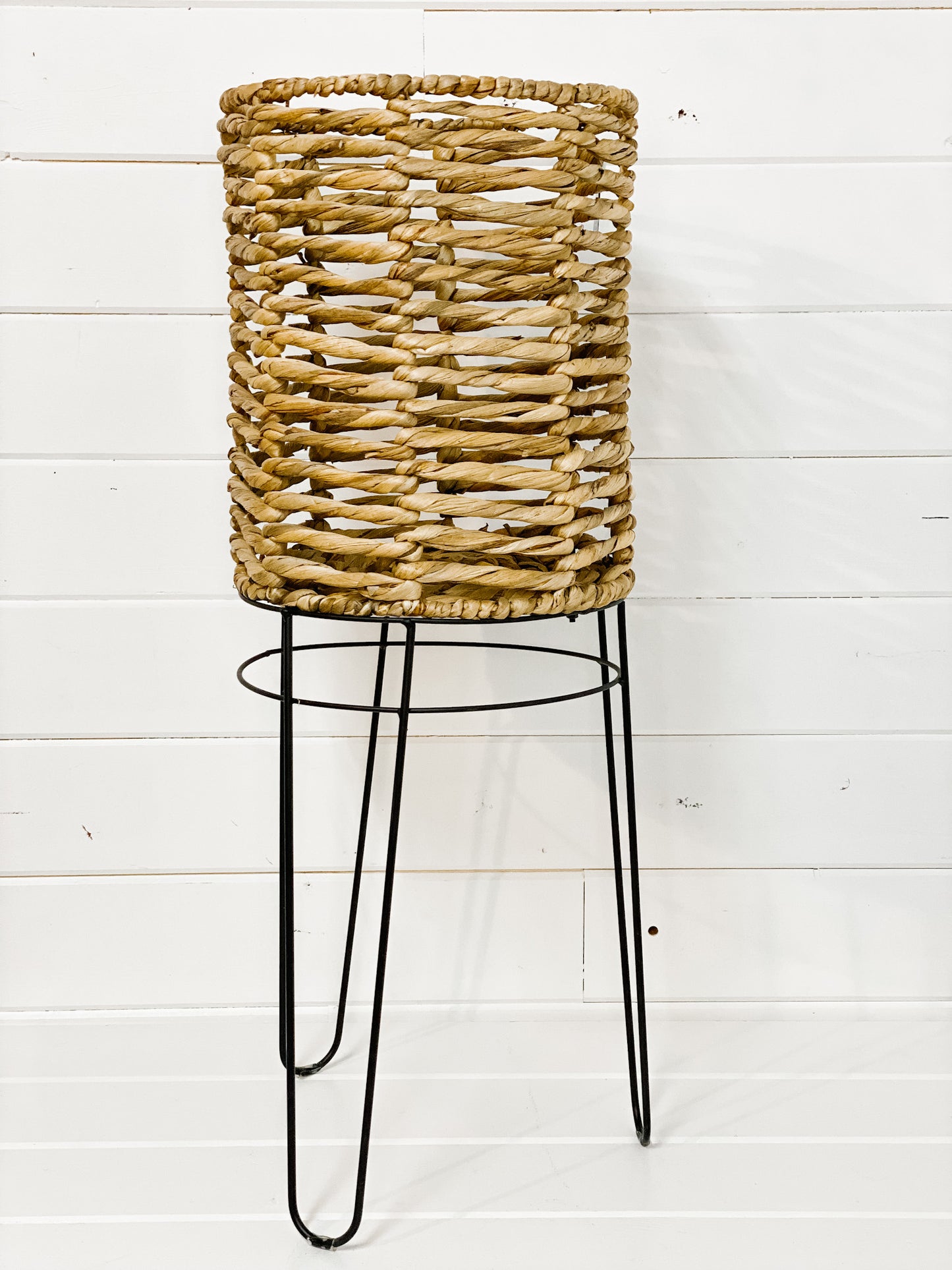 Boho Basket on Black iron stand