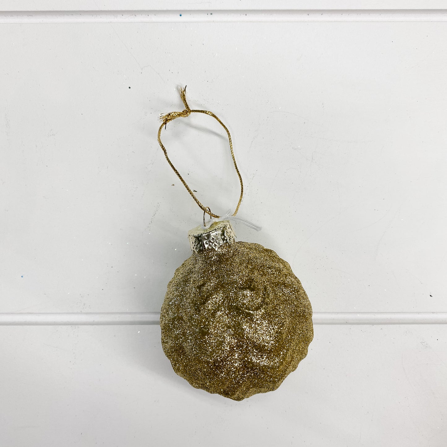 Wavy Gold Sparkle Ball Ornament