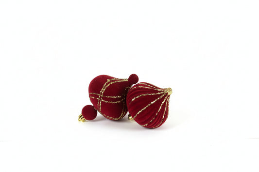 Red & Sparkle Gold Flocked Ornaments