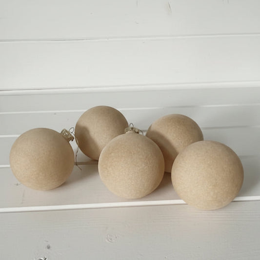 Flocked Champagne Tan Gold Ball Ornament