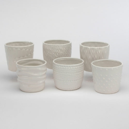 Assorted White Dolomite Design or Plant Pots