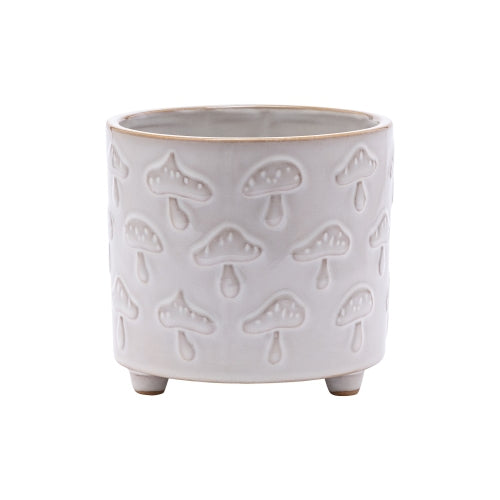 White Embossed Mushroom Planter