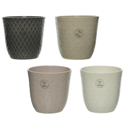 Grey/Sand/Pink/White Stoneware Pots - 4 Asst
