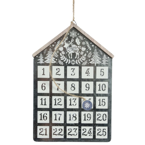 Silver Galvanized House Advent Calendar with Marker