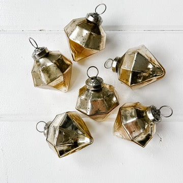 Gold Mirrored Diamond Shaped Ornaments