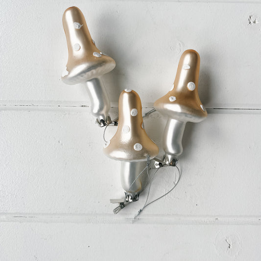 Cream & Champagne Mushroom Clip Ornament
