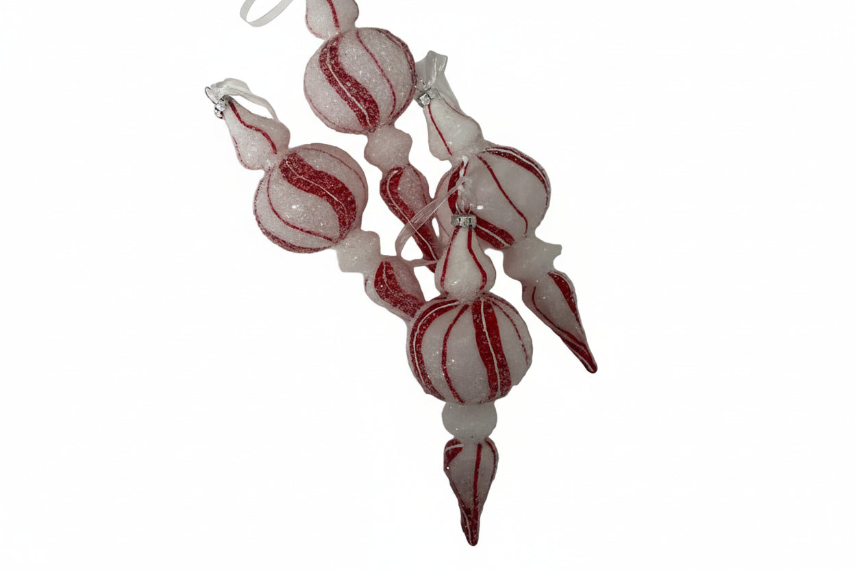 Red & White Snow Speckled Drop Ornament