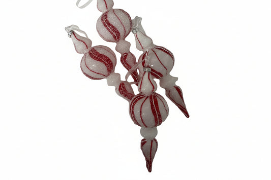 Red & White Snow Speckled Drop Ornament