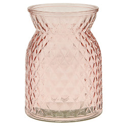 Blush Pink Embossed Glass Vase