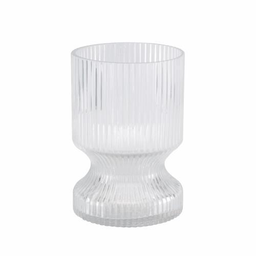 Clear Ribbed Glass Urn