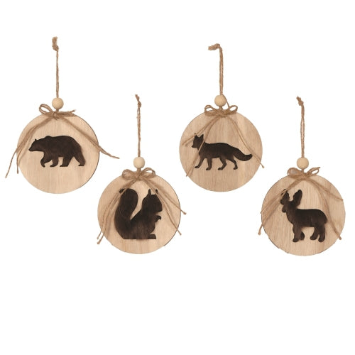 Fur Animal Wood Disc Ornaments
