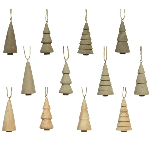Natural Pinewood Tree Shaped Ornaments
