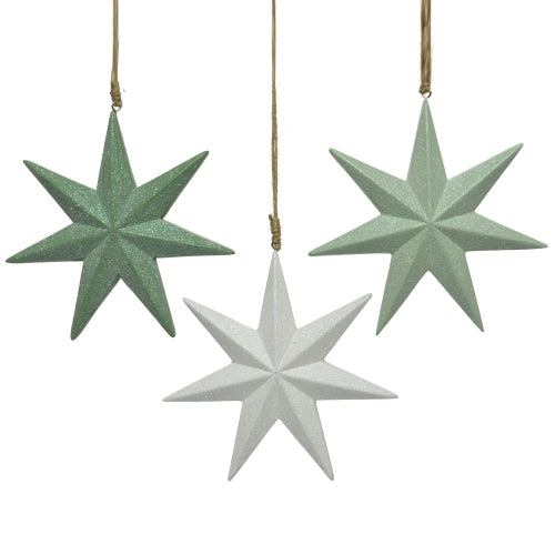 Glittered Wood Star Ornaments