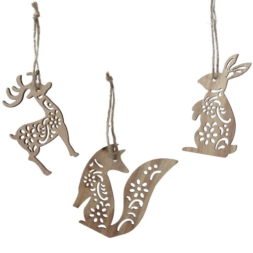 Wood Cut-out Animal Ornaments