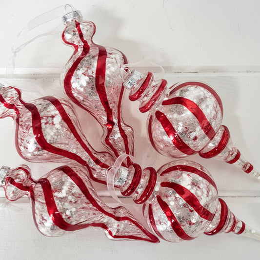 Red Rustic Glass Drop Ornaments