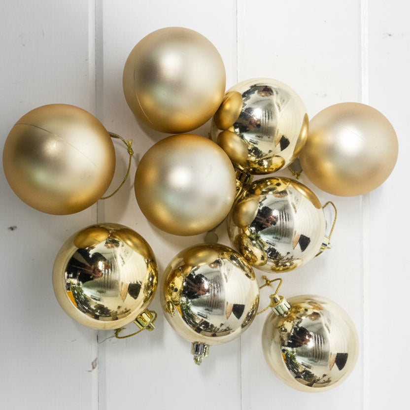 Shiny or Matte Gold Ball Ornaments