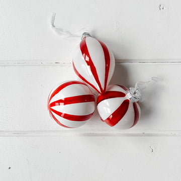 Red & White Candy Striped Ornaments