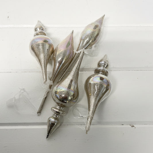 Champagne Sparkle Glass Drop Ornament