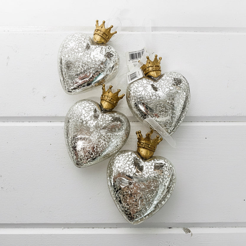 Champagne Gold Crown Heart Ornament