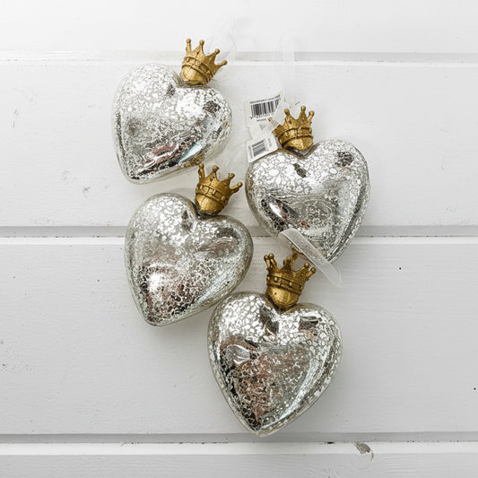 Champagne Gold Crown Heart Ornament
