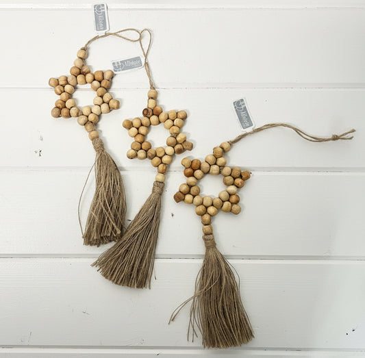 Wooden Beaded Star with Tassle