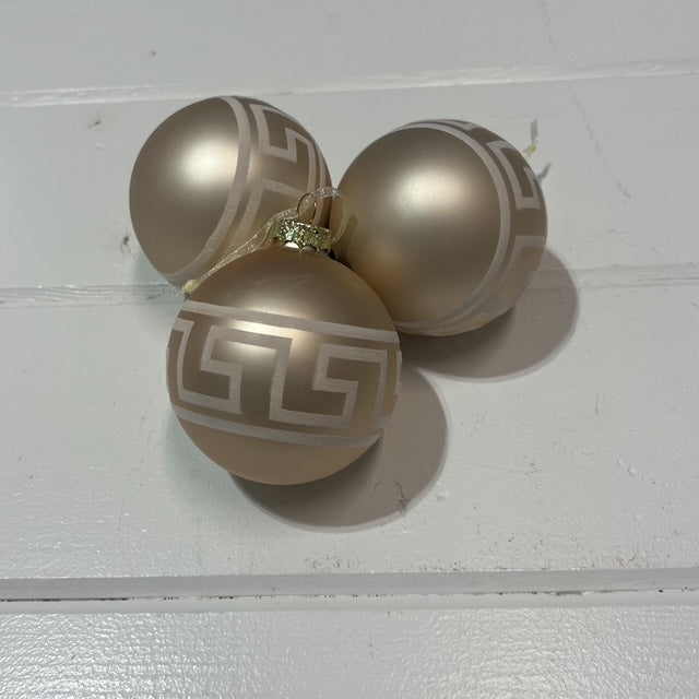 Champagne Greek Key Glass Balls