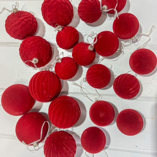 Red Flocked Velvet Ornaments