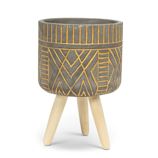 Grey + Gold Tripod Planter  - Two Sizes