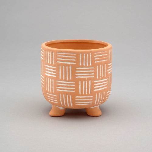 Terracotta Basket Weave Pot w/Feet