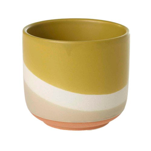 Mustard Yellow Cream & White Pot