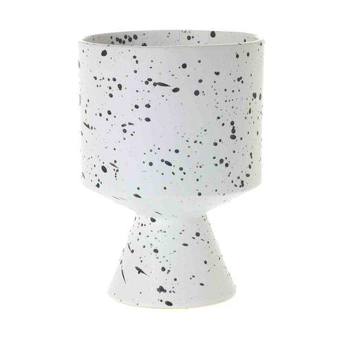White & Speckled Black Contemporary De Vil Pot