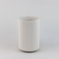 White Dolomite Vertical Ribbed Cylinder Vase