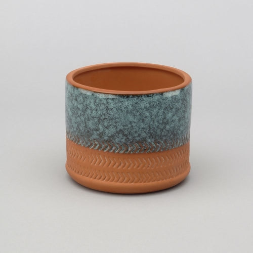 Blue/Terracotta Top Band Pot