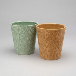 Tapered Dolomite Leaf Design Pots