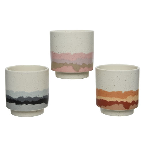 Pink Blue Terracota & Speckled Cream Ceramic Pots