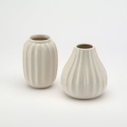Cream Stoneware Fluted Bud Vase