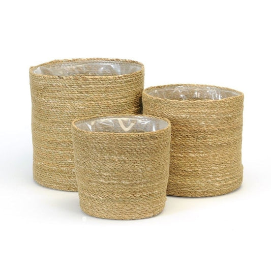 Round Seagrass Plant Baskets