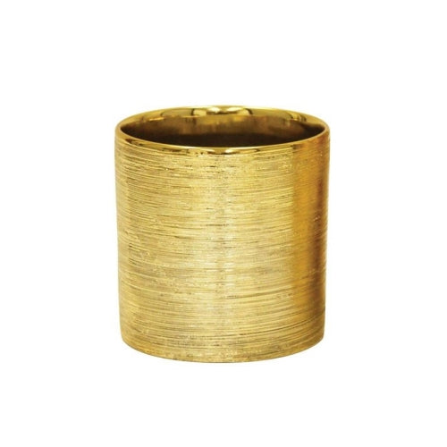 Gold Metallic Etched Ceramic Pot