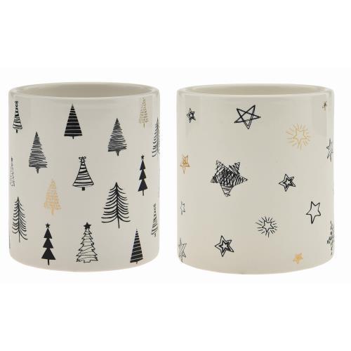 Gold & Black Trees/Stars Pot