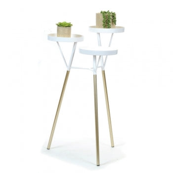 White + Gold Three Tier Plant Stand