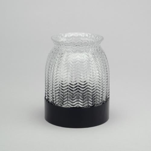 Clear & Black Pattterned Glass Vase