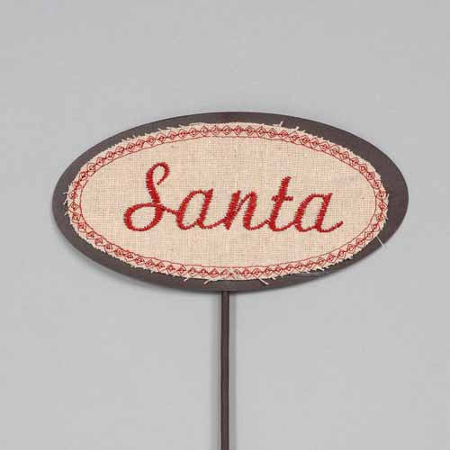 Metal Sign w/Stitched 'santa'