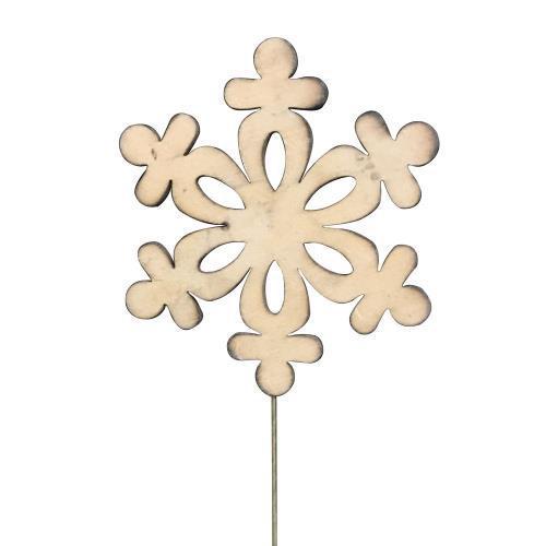 Natural Wood Snowflake Pick