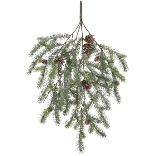 Green/Brown Hanging Pine Bush with Pine Cones