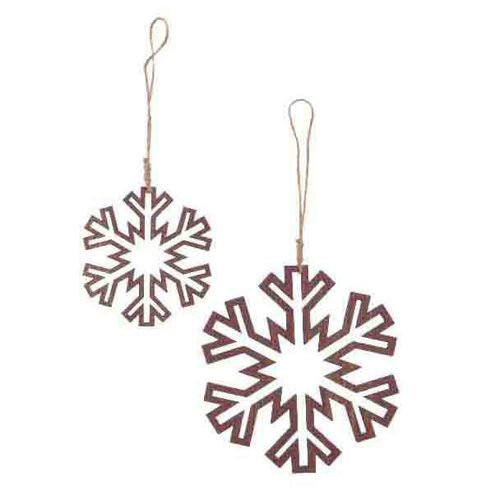 Burgundy Wooden Snowflake