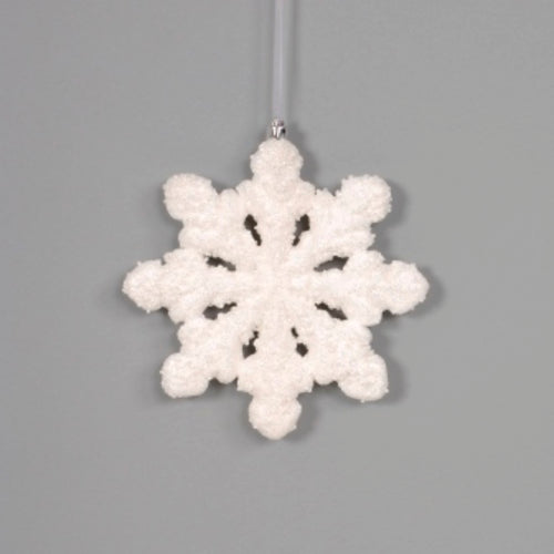 White Glittered & Beaded Snowflake Ornament