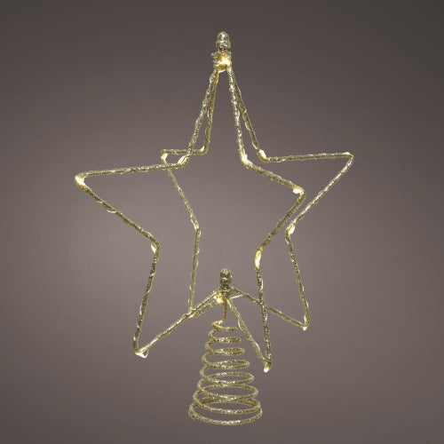 Gold Star Tree Topper with Warm LED lights