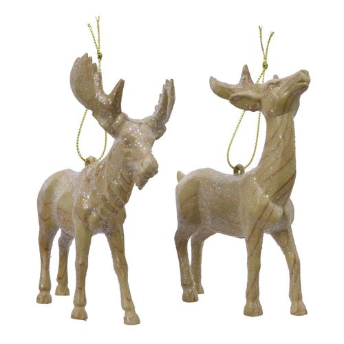 Wood Grain Plastic Moose/Deer Ornament